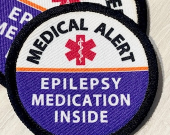 Epilepsy Medication Inside Medical Alert Patch | Custom ID for Medic Pouch, Medical Supply bag, holder, case | Medicine Bag, First Aid Kit