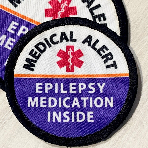 Epilepsy Medication Inside Medical Alert Patch | Custom ID for Medic Pouch, Medical Supply bag, holder, case | Medicine Bag, First Aid Kit