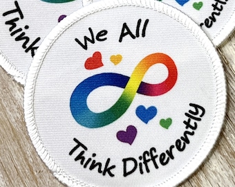 Rainbow Autism Infinity Symbol Patch, Support Awareness Patches, We All Think Differently