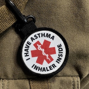 I Have Asthma Inhaler Inside Puffer Holder Tag for Pouch Bag | Clip on Patch Tag | Kids Emergency Kit