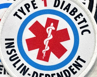 Type 1 Diabetic Patch, Insulin Dependent Medical Alert Diabetes Patch Sew-on