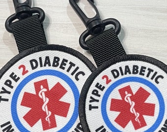 Type 2 Diabetes Support Double Sided Clip on Patch, Insulin Dependent Medical Alert Id Diabetes Patch