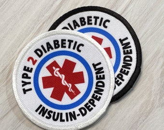 Type 2 Diabetes Support Patch, Insulin Dependent Medical Alert Diabetes Patch VELCRO® Brand hook fastener option