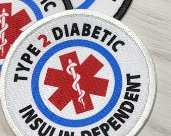 Type 2 Diabetes Support Patch, Insulin Dependent Medical Alert Diabetes Patch Sew-on Patches