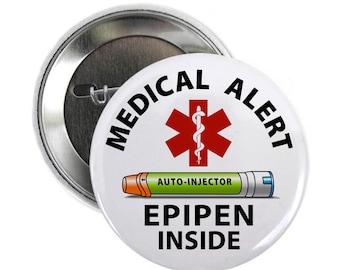 EpiPen Inside Medical Allergy Alert Pin GREEN Junior Epinephrine Auto-injector | Pin back button badge for Holder Case Pouch Backpack