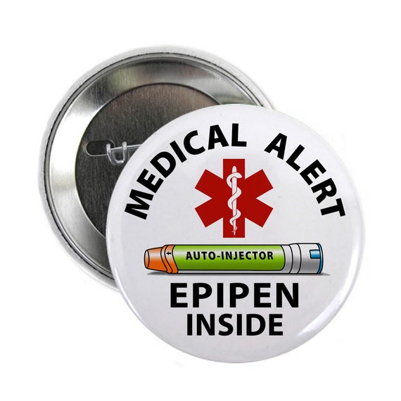 Medical Allergy Alert Pin back button GREEN Junior Epinephrine Auto-injector | badge for Pen Holder Case Pouch Backpack