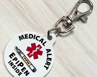 Epipen Medical Alert Tag – Allergy Medication Clip, Personalized