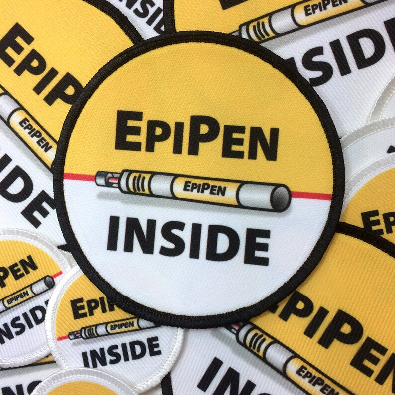 Medical Allergy Alert Pin back button GREEN Junior Epinephrine Auto-injector | badge for Pen Holder Case Pouch Backpack image 4