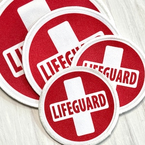 Red White Lifeguard Patch - Beach Pool Water Rescue Patches For Shorts, Bag, Hoodie, Halloween Costume, Cosplay Outfit Sew-on Patch