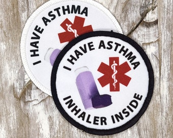 I have Asthma - Inhaler Inside Patch | Medical / Allergy Alert Badge |  Pouch, Case, Holder, Backpack Sew on Patches