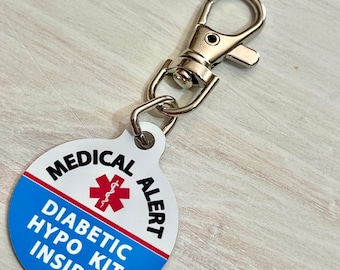 Personalized Diabetic Hypo Kit Tag | Medical Alert, Aluminum with Clasp