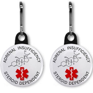 Adrenal Insufficiency/ Steroid Dependent Zipper Pull Charms (Choose Quantity Size and Backing Color)