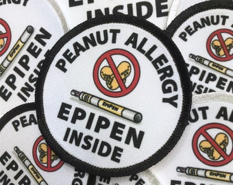 Peanut Allergy Epipen Inside Patch | Allergy Alert Patch For kids | Allergic to Peanuts Patches for Backpacks, EpiPen Pouch Bag Case Holder