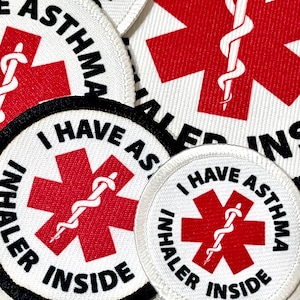 I have Asthma - Inhaler Inside Patch | Medical / Allergy Alert Badge |  Pouch, Case, Holder, Backpack Sew on Patches