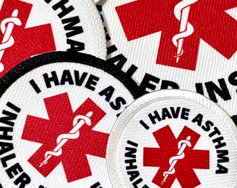 I have Asthma - Inhaler Inside Patch | Medical / Allergy Alert Badge |  Pouch, Case, Holder, Backpack Sew on Patches