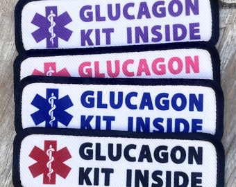 Diabetes Emergency Glucagon Kit Patch Colorful Medical Alert Patches with VELCRO® Brand hook fastener option