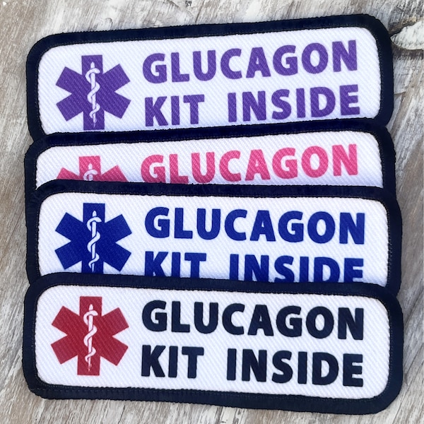 Diabetes Emergency Glucagon Kit Patch Colorful Medical Alert Patches with VELCRO® Brand hook fastener option