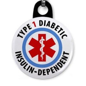 Type 1 diabetic - Insulin Dependent Medical Alert Zipper Pull Keychain Tag Charm | Diabetes Case Pouch Bag