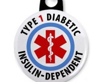 Type 1 diabetic - Insulin Dependent Medical Alert Zipper Pull Keychain Tag Charm | Diabetes Case Pouch Bag