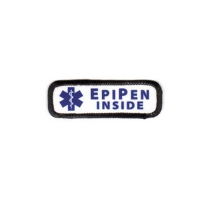 Epipen Inside Medical Alert Symbol Rectangle Patch with a Hook Fastener Backing Choose Rim Color, Text/Graphic Color & Size image 7