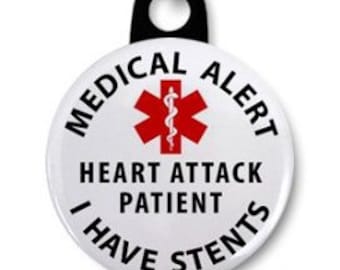 Medical Alert Heart Patient Keychain Fob Zipper Pull Charm I Have Stents Medical Alert Coronary Bypass surgery Angioplasty Tag