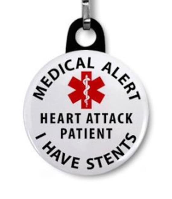 Medical Alert Heart Patient Keychain Fob Zipper Pull Charm I Have Stents Medical Alert Coronary Bypass surgery Angioplasty Tag