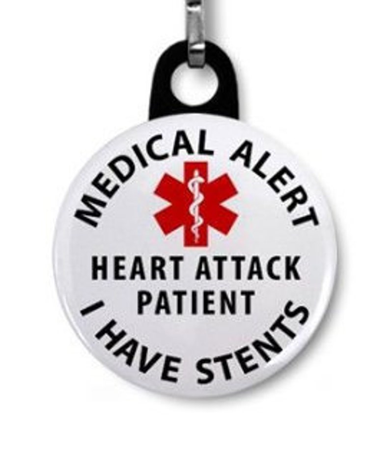 Medical Alert Heart Patient Keychain Fob Zipper Pull Charm I Have Stents Medical Alert Coronary Bypass surgery Angioplasty Tag