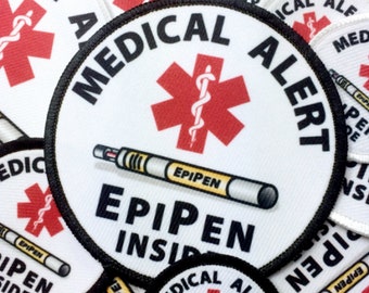EpiPen Inside Medical Alert Patch. Allergy Allergy Alert Sew on Patches for Backpack, Jacket, Bag, Pouch