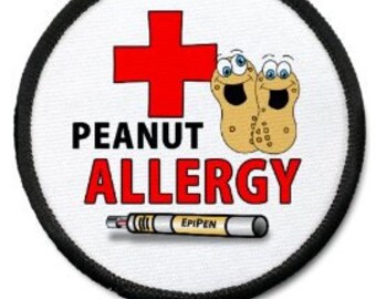 Peanut Allergy EpiPen Alert Patch | Allergic to Peanuts | Food Allergies | Medical Backpack Pouch case holder Sew on / Hook Fastener Patches