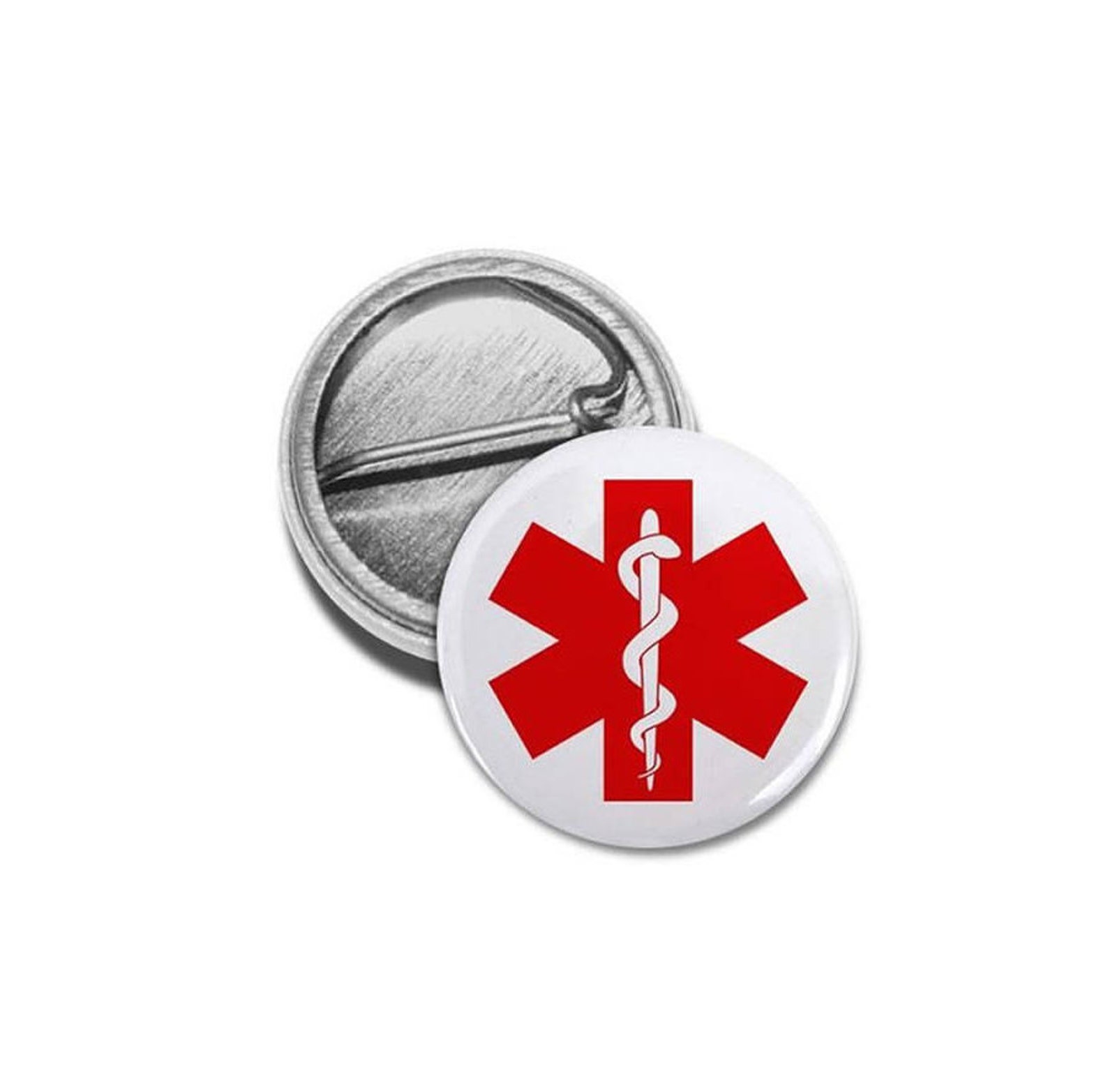 Red Medical Alert Symbol Medical Alert Pin Back Button choose Etsy UK