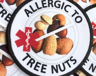 Allergic to Tree Nuts Allergy Alert Patch / Food Allergies Badge, Medical Alert Sew-on Patches