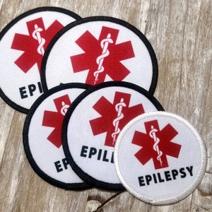 EPILEPSY Red Medical Alert Symbol White Rim Sew-on Patch