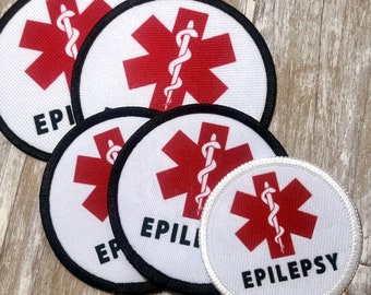 EPILEPSY Red Medical Alert Symbol White Rim Sew-on Patch