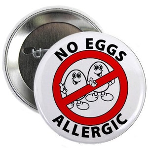 Allergic to Eggs Pin Egg Allergy Medical Alert Pin Medical Information No Eggs Pinback Button Badge Choose Size image 1