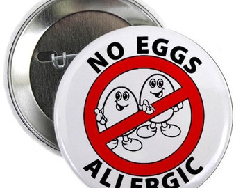 Allergy Alert | Allergic to Eggs Pin - No Eggs Pinback Button Badge | Medical Alert For Backpack | Lunch Bag | Diaper Bag