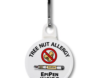 Carry an Epipen Tree Nut Allergy Medical Alert Zipper Pull Charm For Epipen Pouch, Case | Allergic To Treenuts | Medic Alert | Medicine Bag