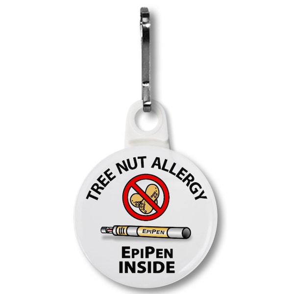 Carry an Epipen Tree Nut Allergy Medical Alert Zipper Pull Charm For Epipen Pouch, Case | Allergic To Treenuts | Medic Alert | Medicine Bag