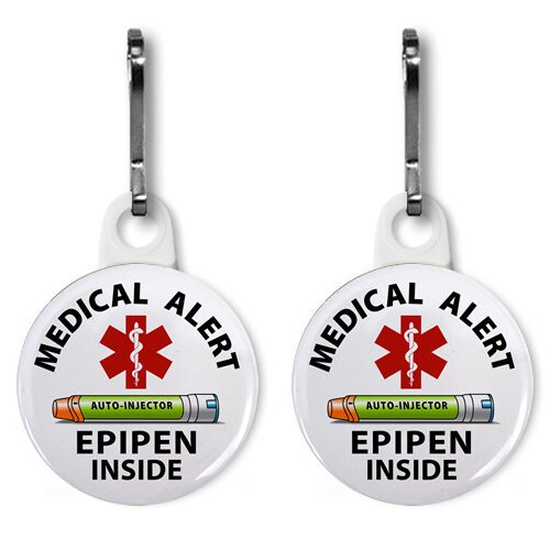 Green Epipen Jr Inside Medical Alert 2pack Zipper Pull Charms Etsy