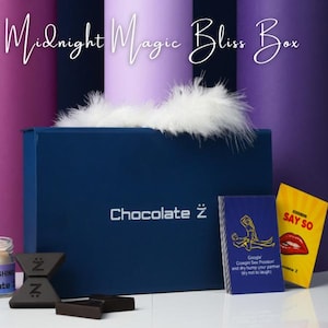 Bliss Box Luxury Romantic Sexy Gift Set for Couples | Intimate Chocolates, Naughty Play Cards, Blindfold, Candle | Valentine Day Gift