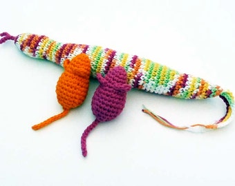 Kitty Catnip Snake with Two Mice Cat Toys - Choose Your Colors