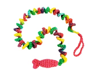 Kitty Catnip Fish con hilo de pescar largo Curlicue juguete para gatos - Elige tus colores