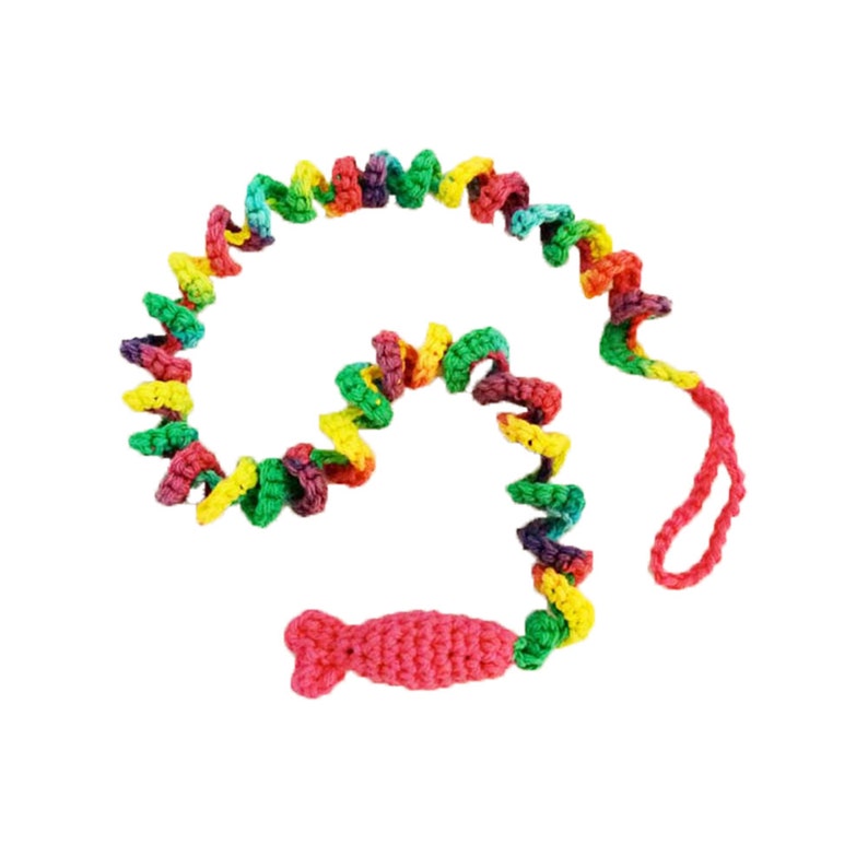 Kitty Catnip Fish with Long Curlicue Fishing Line Cat Toy Choose Your Colors image 1