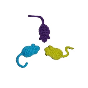Mini Kitty Catnip, Jingle Bell or Rattle Mice Cat Toys - Choose Your Colors - Set of 3