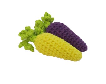 Mini Rainbow Squeaker Carrots with Curly Leaves - Set of 2 - Tiny Dog Toys