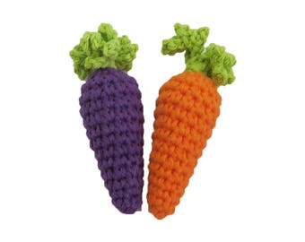 Mini Rainbow Carrots with Curly Leaves - Set of 2 - Catnip, Rattle or Jingle Bell