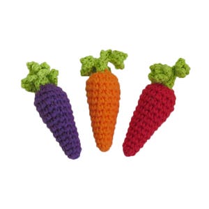 Mini Rainbow Carrots with Curly Leaves - Set of 3 - Catnip, Jingle Bell or Rattle Cat Toy