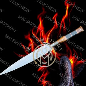Hand-Forged Carbon Steel Fantasy Spear – Decorative Tribal Display Piece | 18-Inch Collectible by MAI Smithery