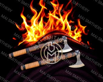 Hand Forged Viking Axe: Rosewood Handle, Carbon Steel Blade