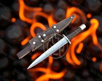 Handmade D2 Steel Arkansas Toothpick Knife: Leather Sheath Hunting Knife