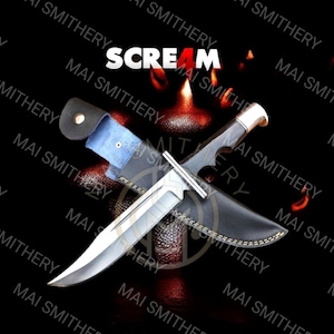 Scream Replica Knife Bloody Ghostface Replica Buck 120 Hunting Knife | Scream Cosplay Prop | Halloween Costume Accessory | Gift for Fans
